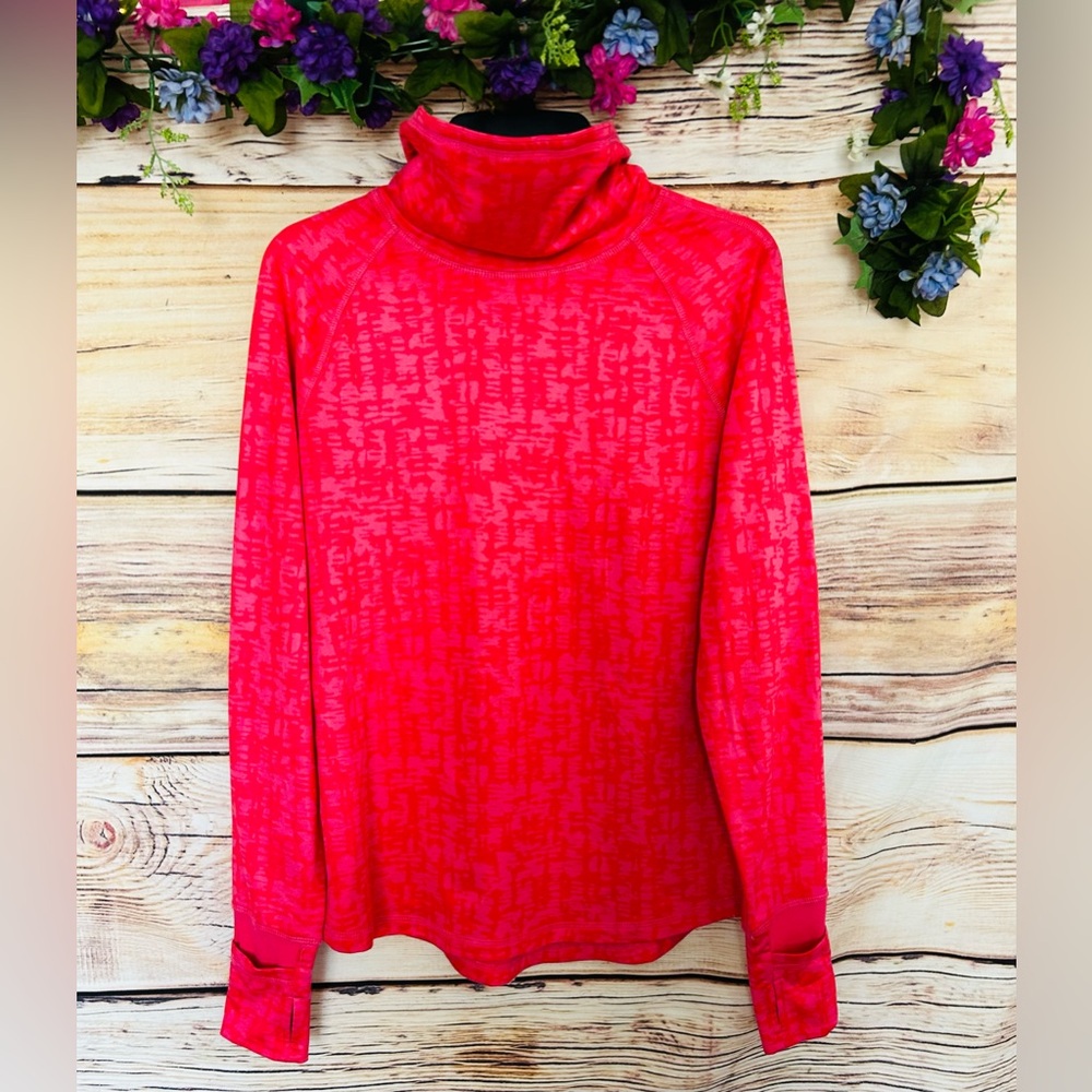 Exertek Women’s Red Pink Long Sleeve Printed Cowl Neck Athletic Top Size S